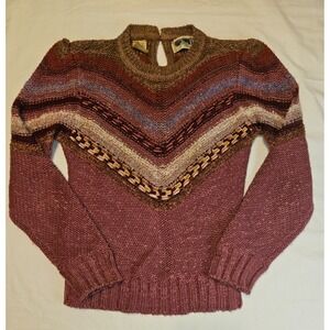 20 Ans II Mariea Kim Kids Vintage Chevron Striped Knit Sweater Mock Neck M